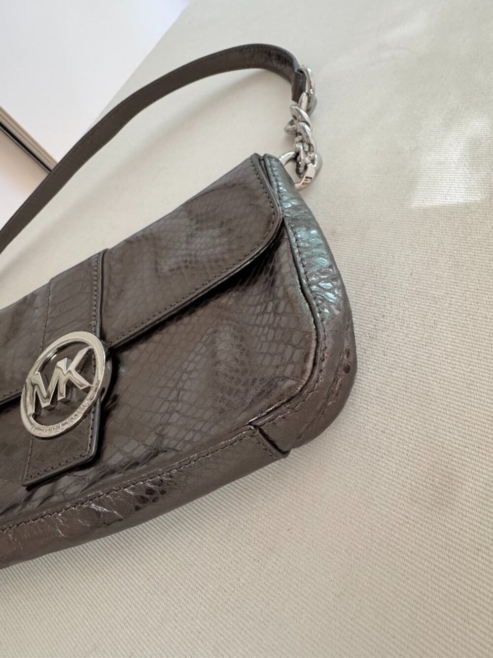Michael Kors Metallic Python Embossed Shoulder Bag - Picture 9 of 12